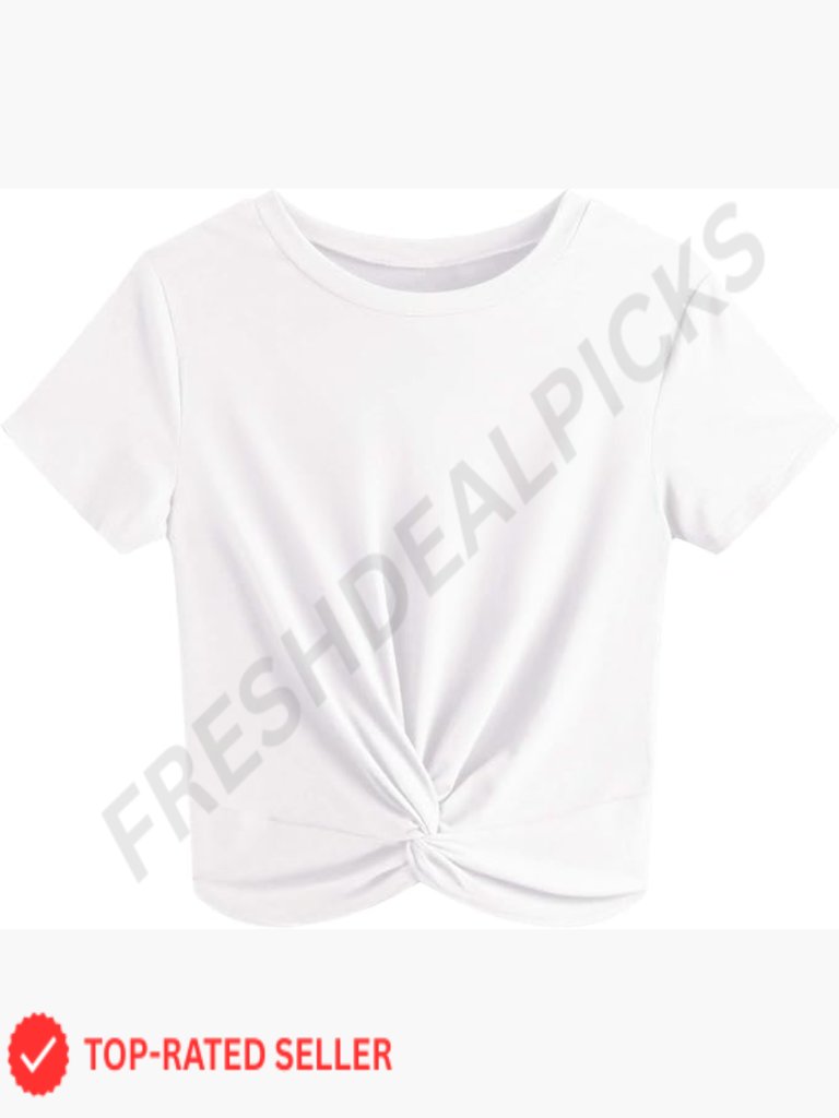 Women's Twist Front Crop T Shirt Summer Casual Short Sleeve Blouse Soft Stretchy